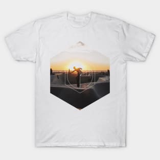 Sunset Skateboard Geoemtric Photography T-Shirt